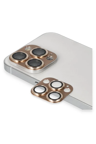 iPhone 13 Pro Max Pers Alüminyum Kamera Lens - Gold - Resim 3