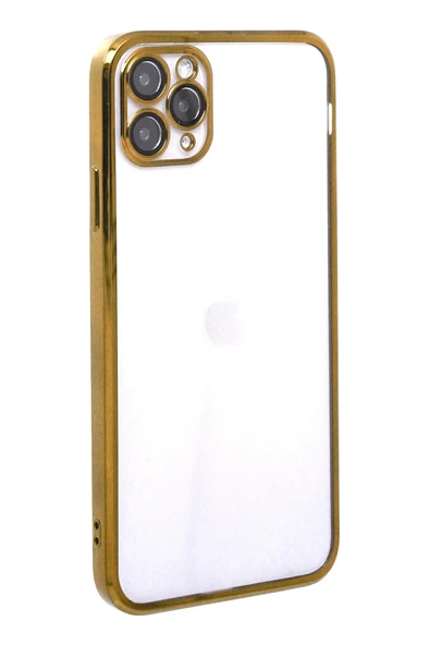 iPhone 11 Pro Kılıf Lensli Silikon - Gold - Resim 2