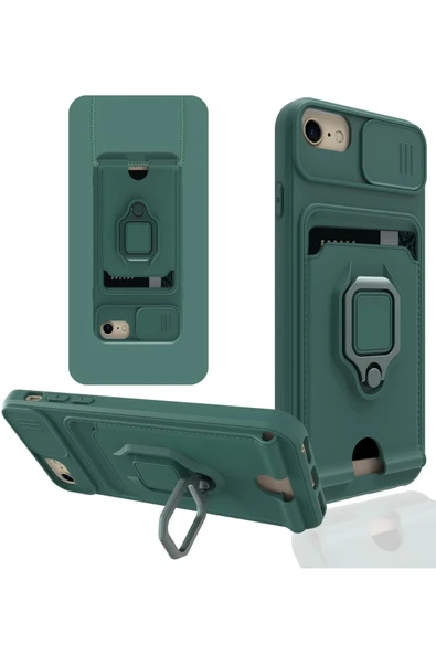 iPhone 7 Kılıf Zuma Kartvizitli Yüzüklü Silikon - Yeşil ürün görseli