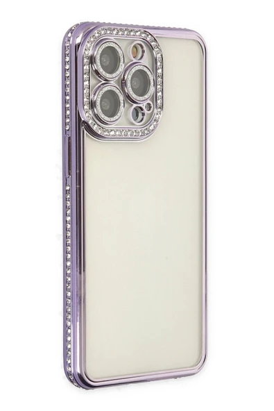 iPhone 14 Pro Kılıf Joke Taşlı Silikon - Mor ürün görseli