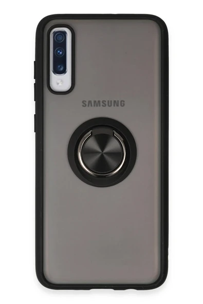 Samsung Galaxy A70 Kılıf Montreal Yüzüklü Silikon Kapak - Siyah ürün görseli