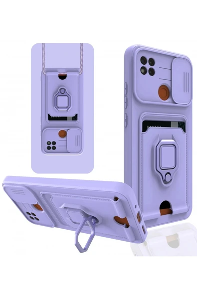 Xiaomi Redmi 9C Kılıf Zuma Kartvizitli Yüzüklü Silikon - Lila ürün görseli