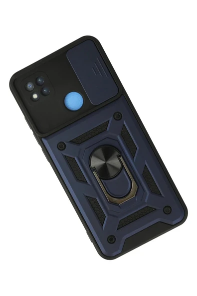 Xiaomi Redmi 9C Kılıf Pars Lens Yüzüklü Silikon - Lacivert - Resim 3