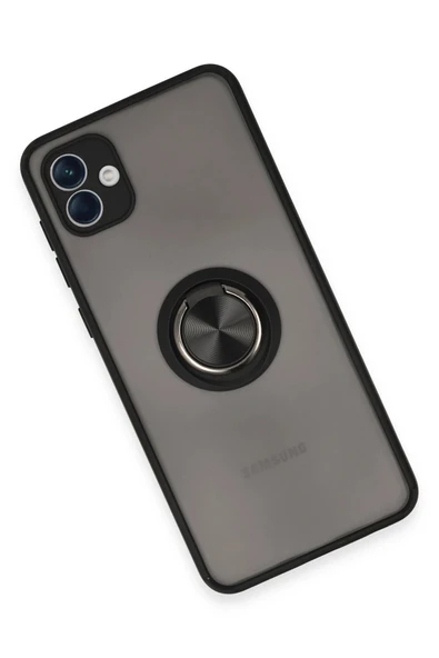 Samsung Galaxy A04 Kılıf Montreal Yüzüklü Silikon Kapak - Siyah - Resim 3