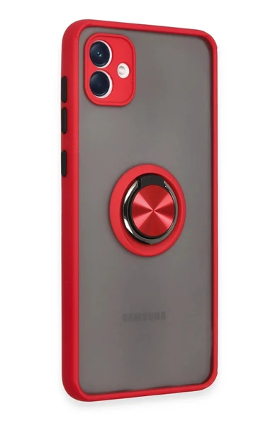 Samsung Galaxy A04 Kılıf Montreal Yüzüklü Silikon Kapak - Kırmızı - Resim 2