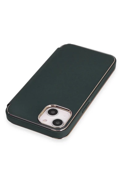 iPhone 14 Kılıf Dolpin Kapaklı - Koyu Yeşil - Resim 5