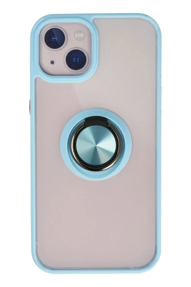 iPhone 13 Kılıf Montreal Yüzüklü Silikon Kapak - Buz Mavi ürün görseli