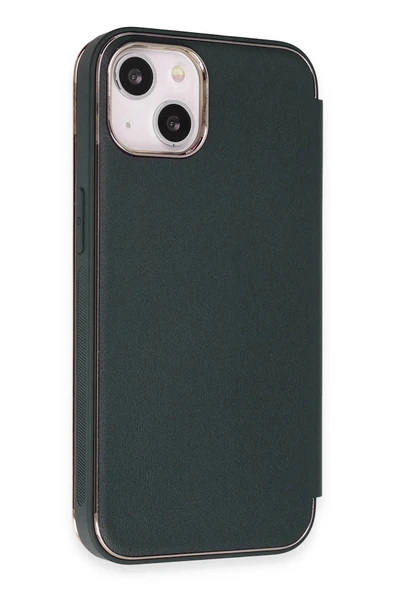 iPhone 14 Kılıf Dolpin Kapaklı - Koyu Yeşil - Resim 4