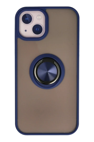 iPhone 13 Kılıf Montreal Yüzüklü Silikon Kapak - Lacivert ürün görseli