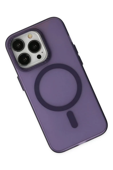 iPhone 13 Pro Kılıf Lodos Magneticsafe Mat Kapak - Mor - Resim 3