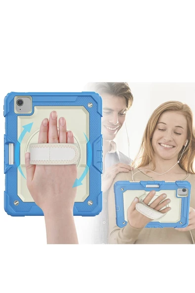 iPad Pro 11 (2020) Kılıf Strap New Tablet Kapak - Mavi - Resim 2