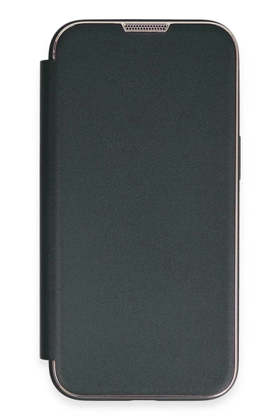 iPhone 14 Kılıf Dolpin Kapaklı - Koyu Yeşil - Resim 3