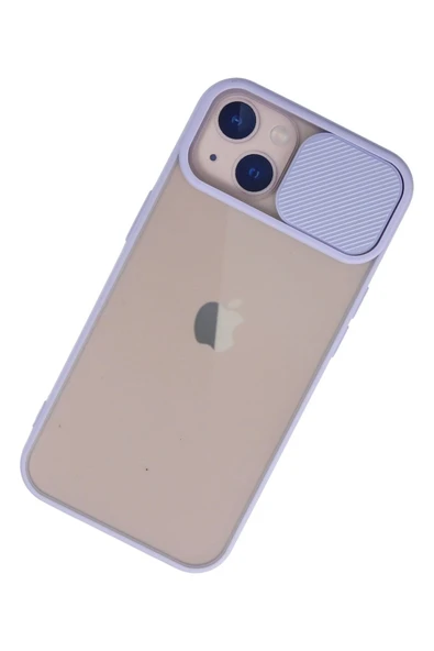 iPhone 13 Kılıf Palm Buzlu Kamera Sürgülü Silikon - Lila - Resim 3
