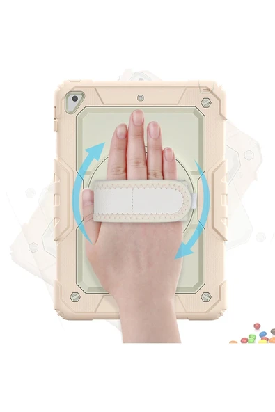 iPad 5 Air 9.7 Kılıf Strap New Tablet Kapak - Pembe - Resim 3