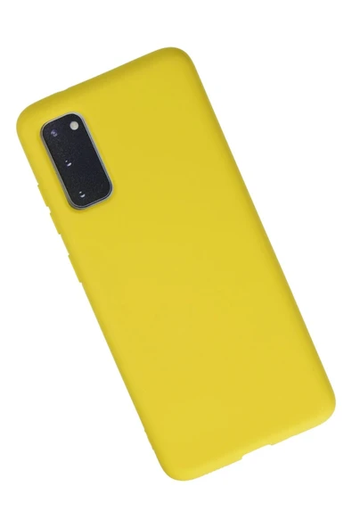 Samsung Galaxy S20 Kılıf Nano içi Kadife Silikon - Sarı - Resim 2