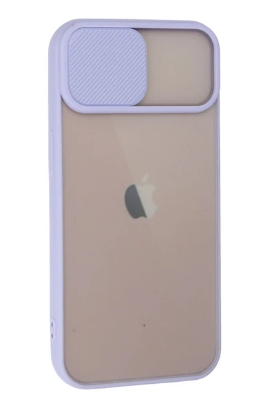 iPhone 13 Kılıf Palm Buzlu Kamera Sürgülü Silikon - Lila - Resim 2