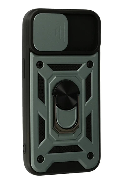 iPhone 13 Kılıf Pars Lens Yüzüklü Silikon - Yeşil - Resim 2