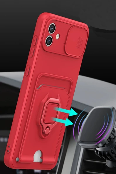 Samsung Galaxy A05 Kılıf Zuma Kartvizitli Yüzüklü Silikon - Pembe - Resim 2