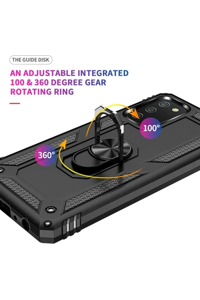 Samsung Galaxy A03S Kılıf Sofya Yüzüklü Silikon Kapak - Siyah - Resim 2