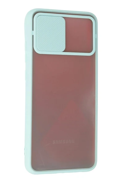 Samsung Galaxy A03S Kılıf Palm Buzlu Kamera Sürgülü Silikon - Turkuaz - Resim 3