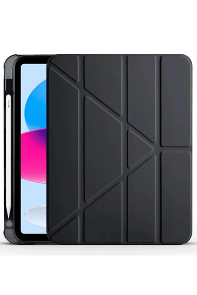 iPad 2022 10.9 (10.nesil) Kılıf Kalemlikli Mars Tablet Kılıfı - Siyah - Resim 2