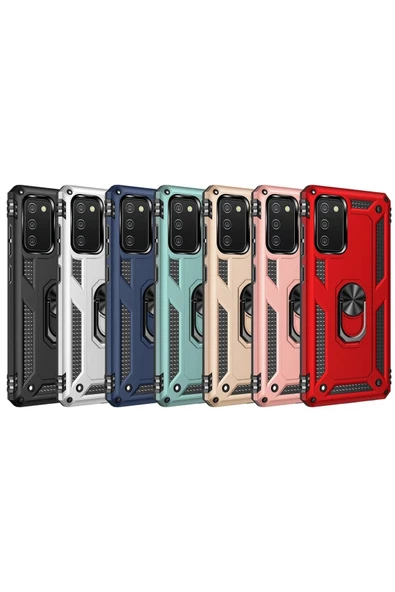 Samsung Galaxy A03S Kılıf Sofya Yüzüklü Silikon Kapak - Siyah - Resim 5