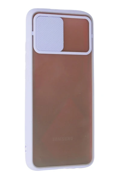 Samsung Galaxy A03S Kılıf Palm Buzlu Kamera Sürgülü Silikon - Lila - Resim 3