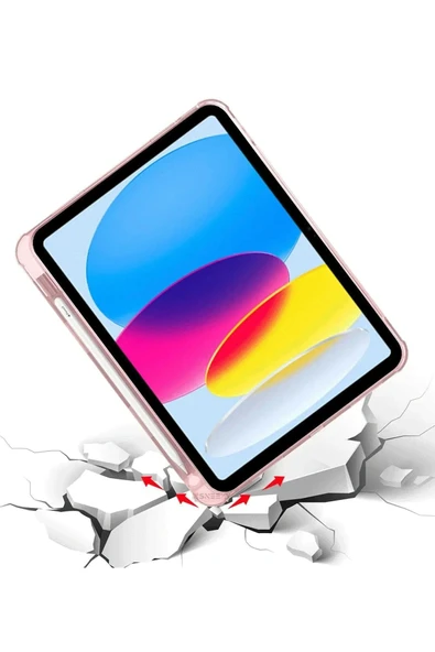 iPad 2022 10.9 (10.nesil) Kılıf Kalemlikli Mars Tablet Kılıfı - Rose Gold - Resim 5