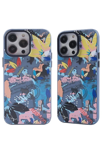 iPhone 13 Pro Kılıf Prada Desenli Kapak - Prada Pembe - 1 - Resim 2