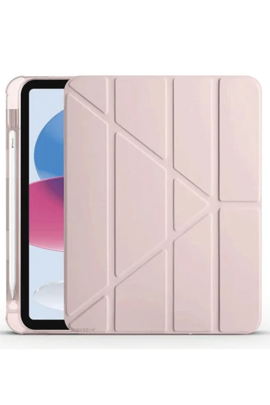 iPad 2022 10.9 (10.nesil) Kılıf Kalemlikli Mars Tablet Kılıfı - Rose Gold - Resim 2