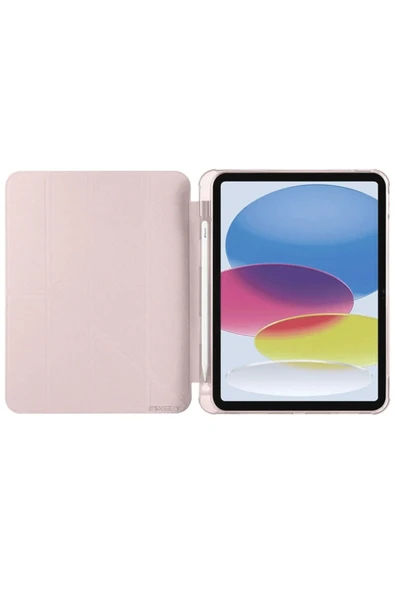 iPad 2022 10.9 (10.nesil) Kılıf Kalemlikli Mars Tablet Kılıfı - Rose Gold - Resim 3