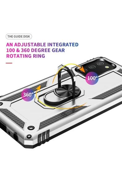 Samsung Galaxy A03S Kılıf Sofya Yüzüklü Silikon Kapak - Gümüş - Resim 5
