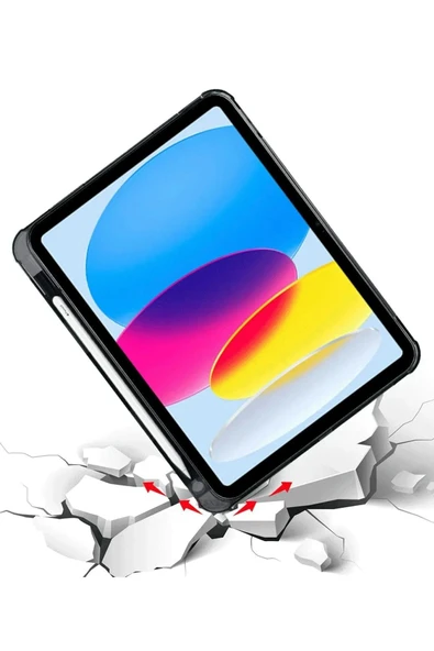 iPad 2022 10.9 (10.nesil) Kılıf Kalemlikli Mars Tablet Kılıfı - Siyah - Resim 5