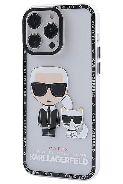 iPhone 14 Pro Kılıf Prada Desenli Kapak - Prada Şeffaf - 1 - Resim 2