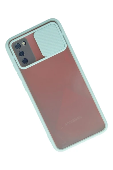 Samsung Galaxy A03S Kılıf Palm Buzlu Kamera Sürgülü Silikon - Turkuaz - Resim 2