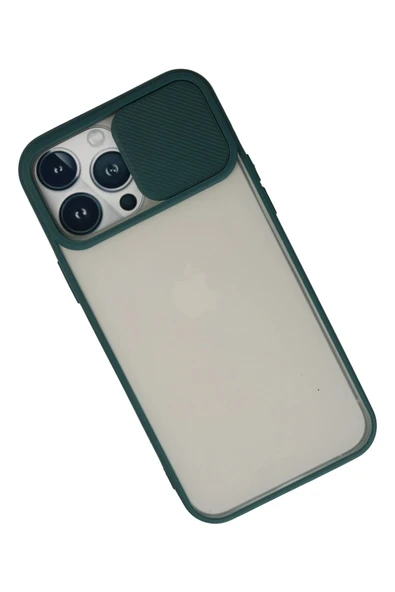 iPhone 13 Pro Max Kılıf Palm Buzlu Kamera Sürgülü Silikon - Yeşil - Resim 3