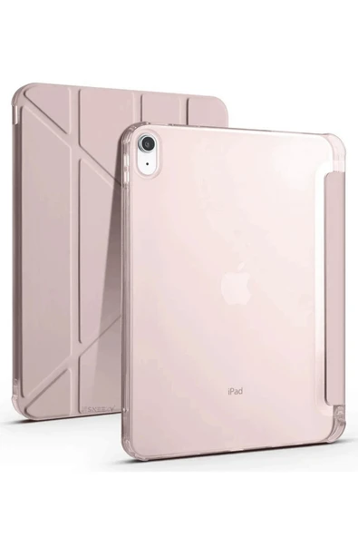 iPad 2022 10.9 (10.nesil) Kılıf Kalemlikli Mars Tablet Kılıfı - Rose Gold - Resim 4