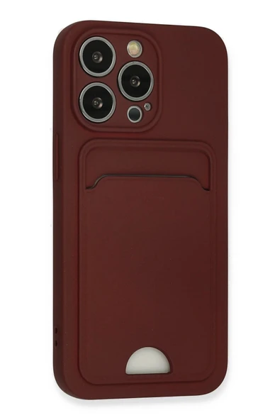 iPhone 13 Pro Kılıf Kelvin Kartvizitli Silikon - Bordo - Resim 2