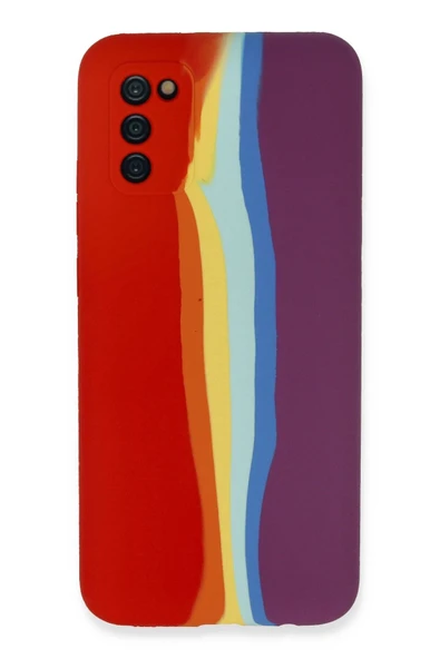 Samsung Galaxy A03S Kılıf Ebruli Lansman Silikon - Kırmızı-Mor ürün görseli