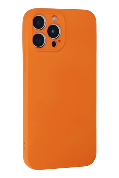 iPhone 13 Pro Max Kılıf Nano içi Kadife Silikon - Turuncu - Resim 3