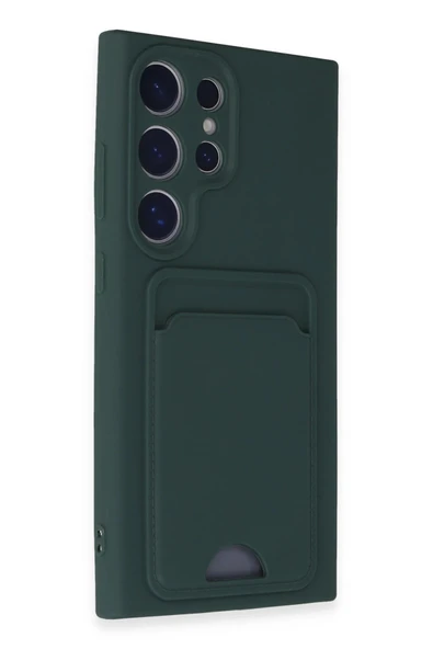 Samsung Galaxy S24 Ultra Kılıf Kelvin Kartvizitli Silikon - Koyu Yeşil - Resim 2