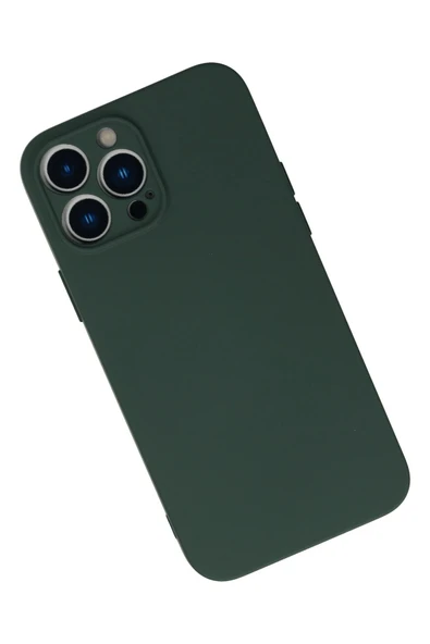 iPhone 13 Pro Max Kılıf Nano içi Kadife Silikon - Koyu Yeşil - Resim 2