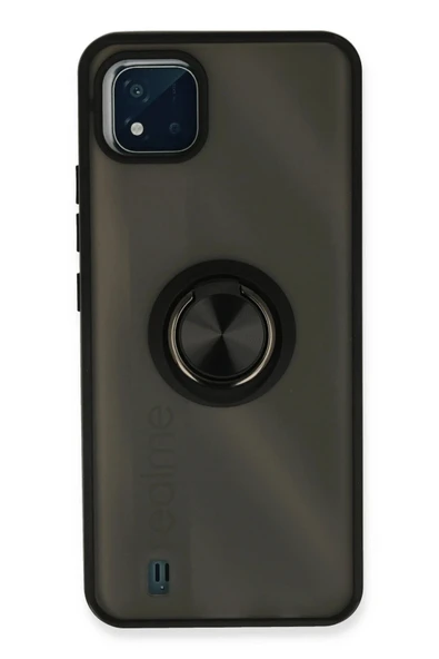 Realme C11 2021 Kılıf Montreal Yüzüklü Silikon Kapak - Siyah ürün görseli