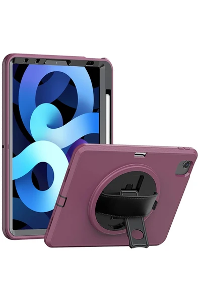 iPad 2022 10.9 (10.nesil) Kılıf Hand Strap Tablet Kılıfı - Mürdüm ürün görseli