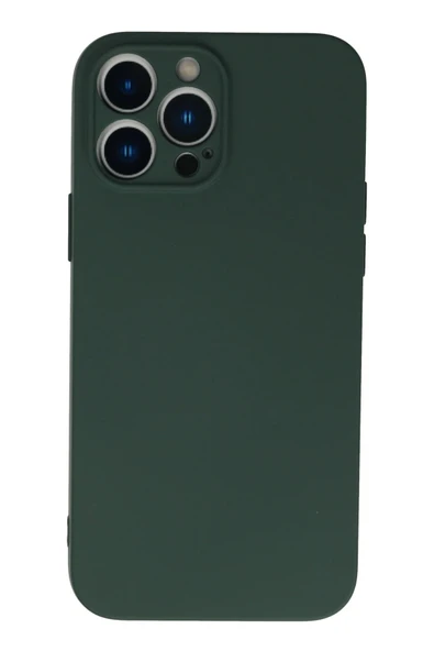 iPhone 13 Pro Max Kılıf Nano içi Kadife Silikon - Koyu Yeşil ürün görseli