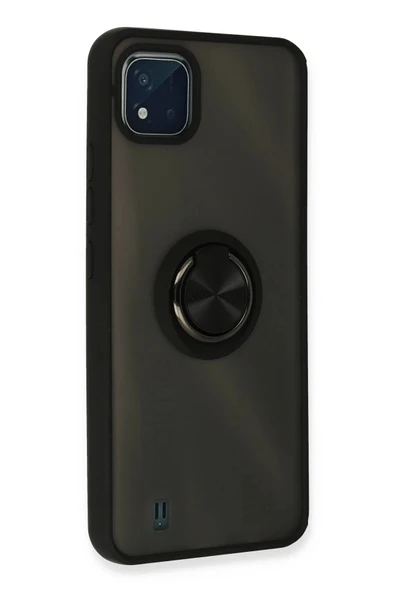 Realme C11 2021 Kılıf Montreal Yüzüklü Silikon Kapak - Siyah - Resim 3