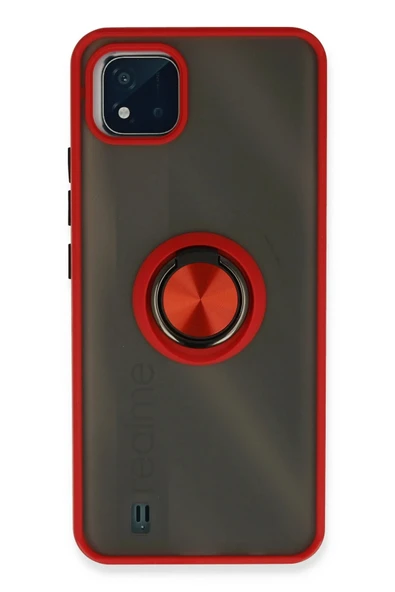 Realme C11 2021 Kılıf Montreal Yüzüklü Silikon Kapak - Kırmızı ürün görseli