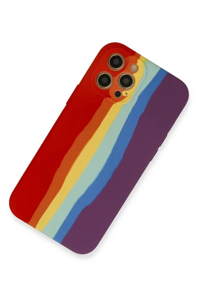 iPhone 12 Pro Kılıf Ebruli Lansman Silikon - Kırmızı-Mor - Resim 2