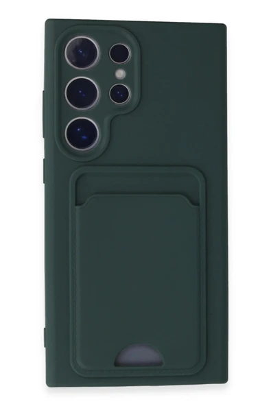 Samsung Galaxy S24 Ultra Kılıf Kelvin Kartvizitli Silikon - Koyu Yeşil ürün görseli