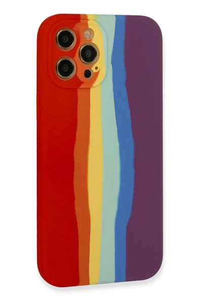 iPhone 12 Pro Kılıf Ebruli Lansman Silikon - Kırmızı-Mor - Resim 3